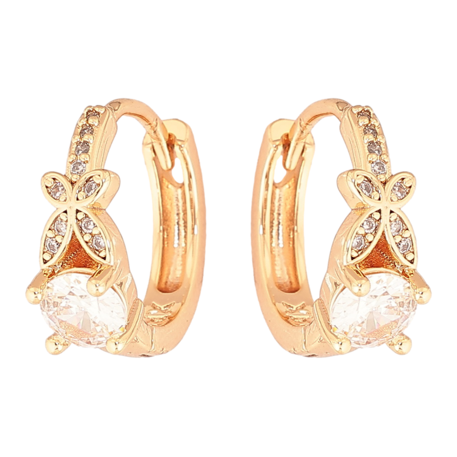 Сережки Xuping M&L Колір 18K колечка «Візерунок з кристалом» фото №1 Сережки Xuping M&L Колір 18K колечка «Візерунок з кристалом» фото №1