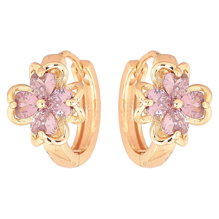 Серьги Xuping M&L Цвет 18K колечки Цветочки с сиреневыми кристаллами фото №24