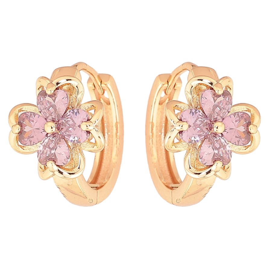 Серьги Xuping M&L Цвет 18K колечки Цветочки с сиреневыми кристаллами фото №1 Серьги Xuping M&L Цвет 18K колечки Цветочки с сиреневыми кристаллами фото №1