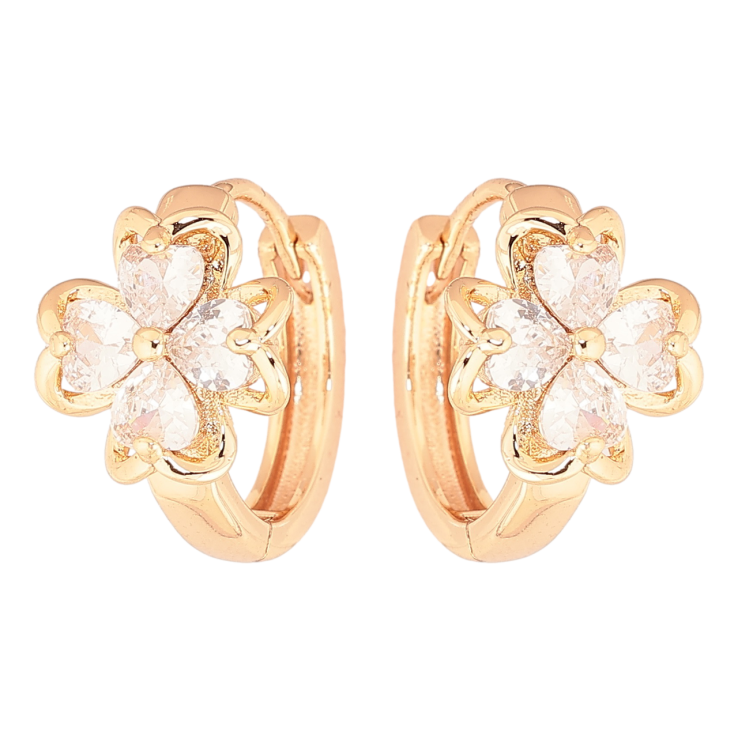 Сережки Xuping M&L Колір 18K колечка «Квіточки з кристалами» фото №12 Сережки Xuping M&L Колір 18K колечка «Квіточки з кристалами» фото №12