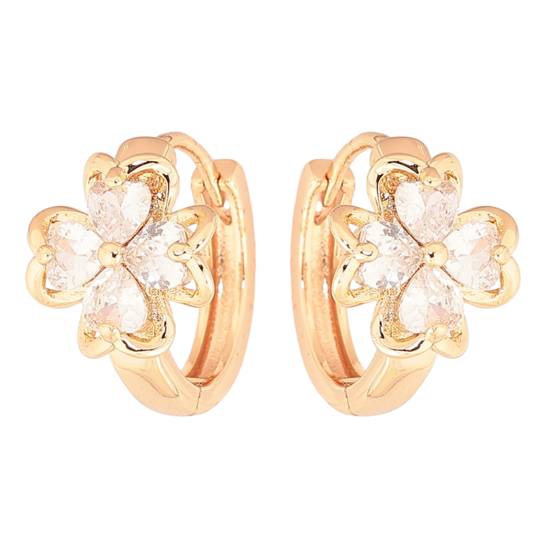 Сережки Xuping M&L Колір 18K колечка «Квіточки з кристалами» фото №6 Сережки Xuping M&L Колір 18K колечка «Квіточки з кристалами» фото №6