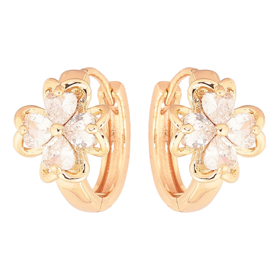Серьги Xuping M&L Цвет 18K колечки Цветочки с кристаллами фото №1 Серьги Xuping M&L Цвет 18K колечки Цветочки с кристаллами фото №1