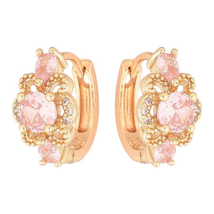 Сережки Xuping M&L Колір 18K колечка «Квіточки з рожевими кристалами» фото №18 Сережки Xuping M&L Колір 18K колечка «Квіточки з рожевими кристалами» фото №18