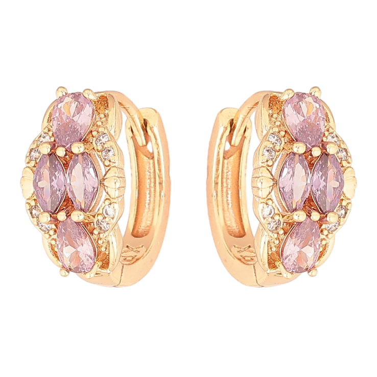 Сережки Xuping M&L Колір 18K колечка «Візерунок з бузковими кристалами» фото №23 Сережки Xuping M&L Колір 18K колечка «Візерунок з бузковими кристалами» фото №23