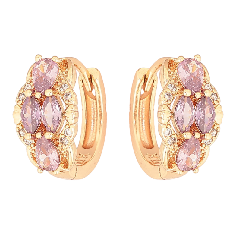 Сережки Xuping M&L Колір 18K колечка «Візерунок з бузковими кристалами» фото №5