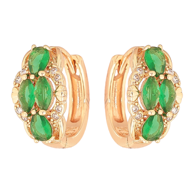 Серьги Xuping M&L Цвет 18K колечки Узор с зелеными кристаллами фото №23
