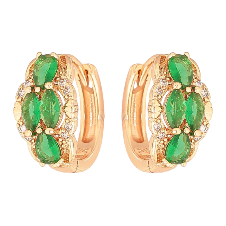 Сережки Xuping M&L Колір 18K колечка «Візерунок з зеленими кристалами» фото №16