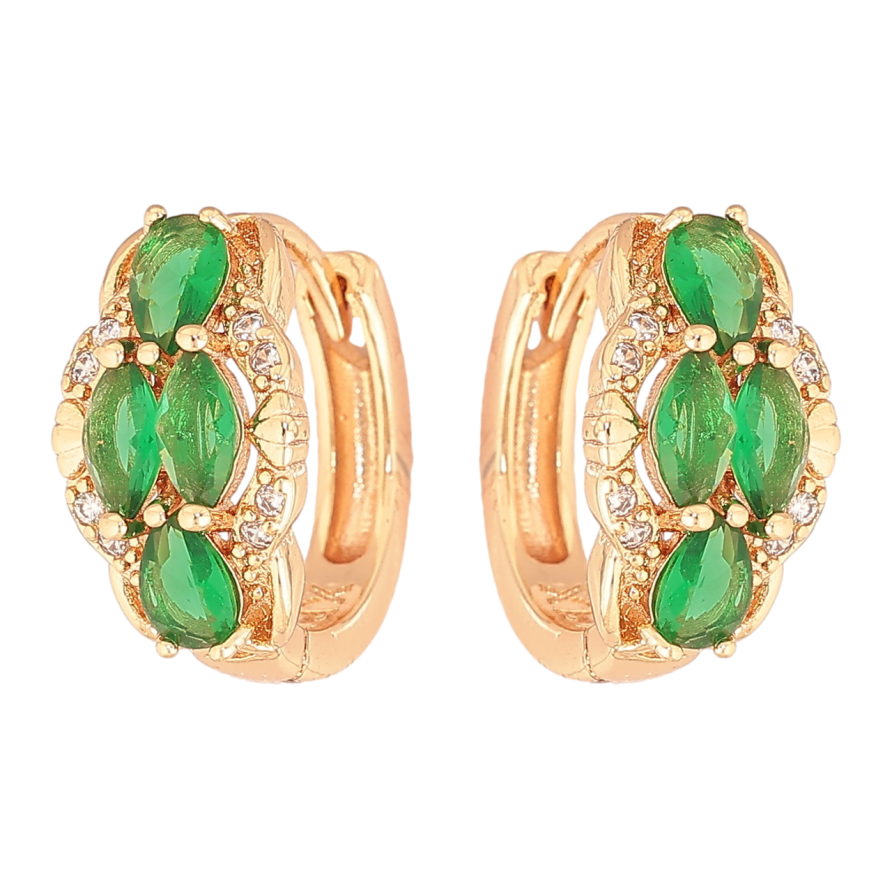 Серьги Xuping M&L Цвет 18K колечки Узор с зелеными кристаллами фото №1