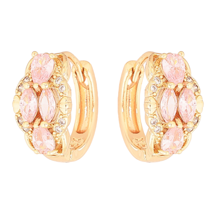 Серьги Xuping M&L Цвет 18K колечки Узор с розовыми кристаллами фото №5