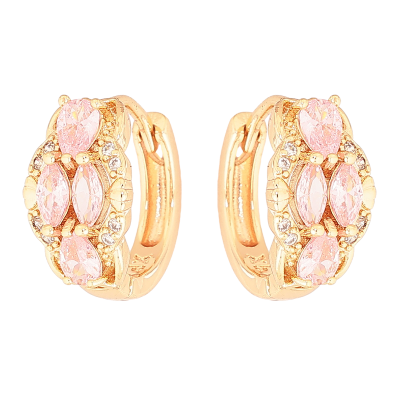 Сережки Xuping M&L Колір 18K колечка «Візерунок з рожевими кристалами» фото №1 Сережки Xuping M&L Колір 18K колечка «Візерунок з рожевими кристалами» фото №1