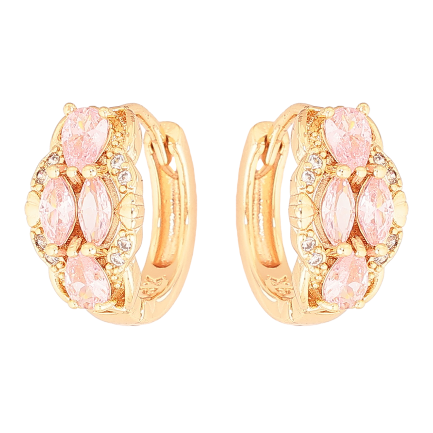 Серьги Xuping M&L Цвет 18K колечки Узор с розовыми кристаллами фото №1 Серьги Xuping M&L Цвет 18K колечки Узор с розовыми кристаллами фото №1