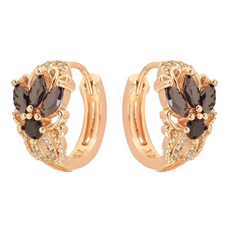 Серьги Xuping M&L Цвет 18K колечки Узор с черными кристаллами фото №21 Серьги Xuping M&L Цвет 18K колечки Узор с черными кристаллами фото №21
