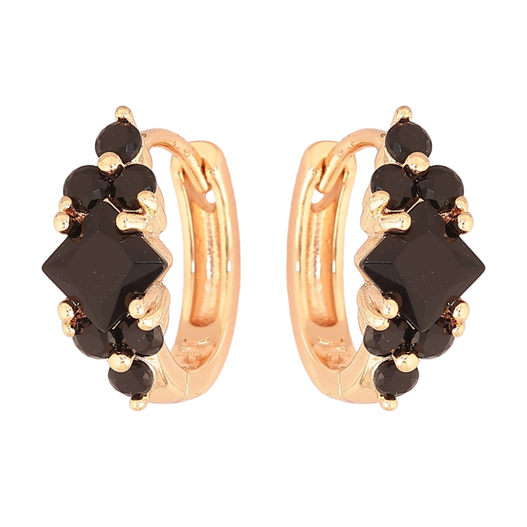 Сережки Xuping M&L Колір 18K колечка «Візерунок з чорними кристалами» фото №22 Сережки Xuping M&L Колір 18K колечка «Візерунок з чорними кристалами» фото №22