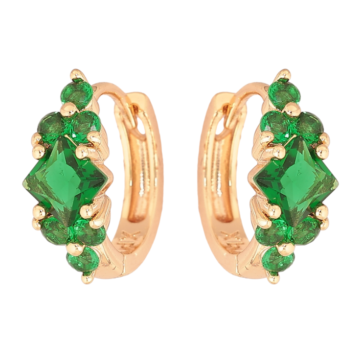 Сережки Xuping M&L Колір 18K колечка «Візерунок з зеленими кристалами» фото №14 Сережки Xuping M&L Колір 18K колечка «Візерунок з зеленими кристалами» фото №14