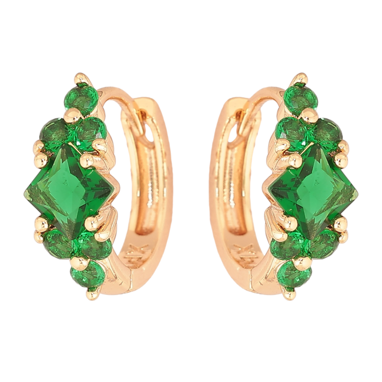 Сережки Xuping M&L Колір 18K колечка «Візерунок з зеленими кристалами» фото №1