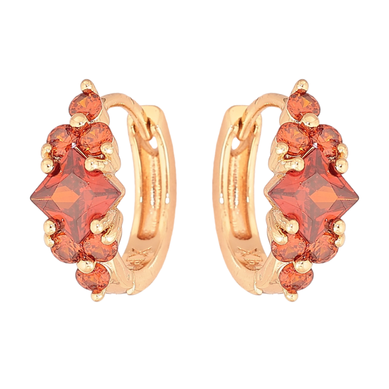 Серьги Xuping M&L Цвет 18K колечки Узор с красными кристаллами фото №1