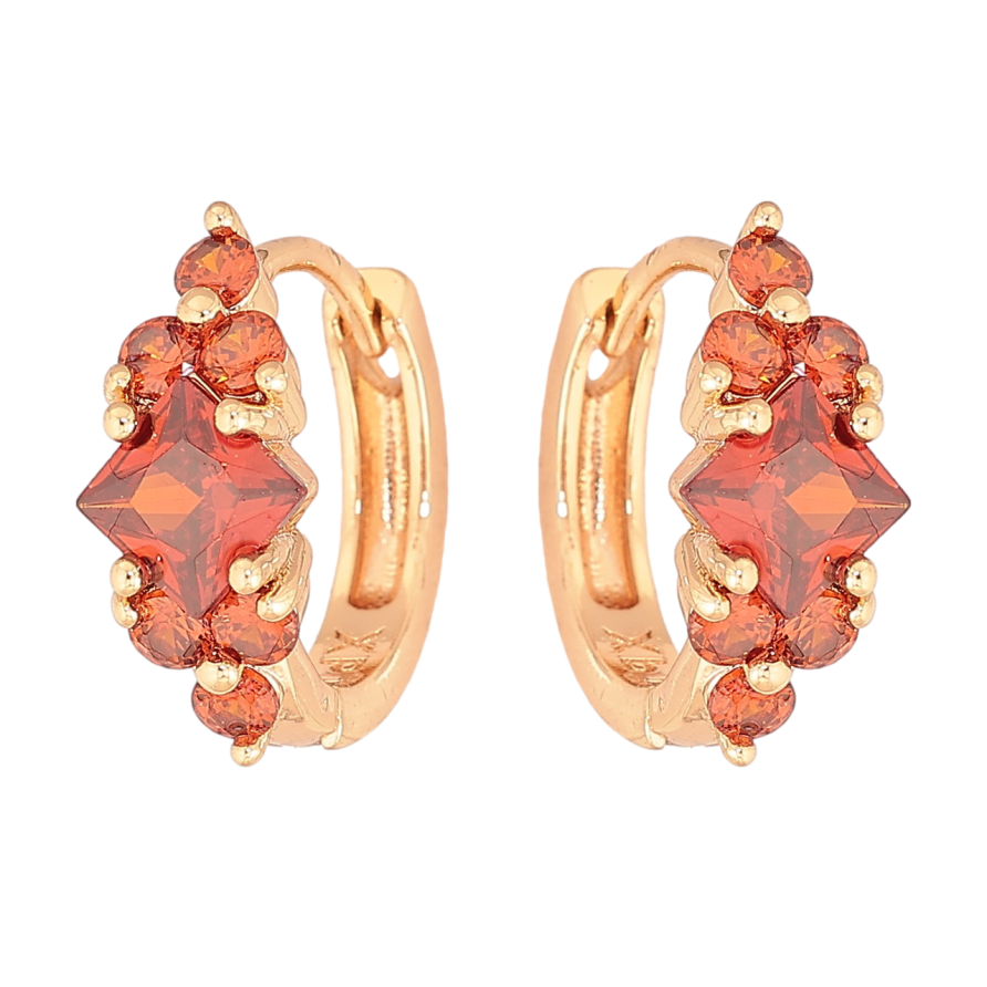 Серьги Xuping M&L Цвет 18K колечки Узор с красными кристаллами фото №1