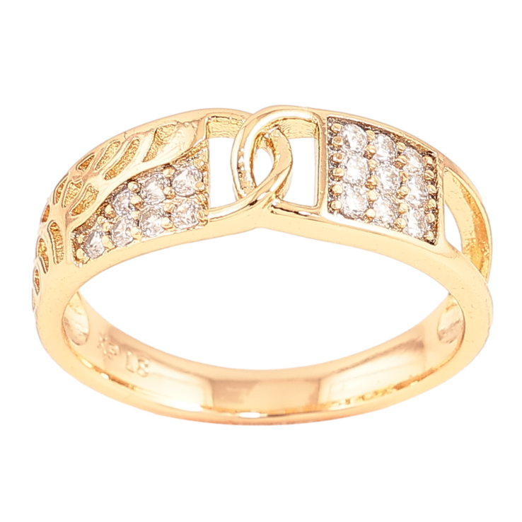 Каблучка Xuping Позолота 18K «Візерунок з кристалами» фото №5 Каблучка Xuping Позолота 18K «Візерунок з кристалами» фото №5