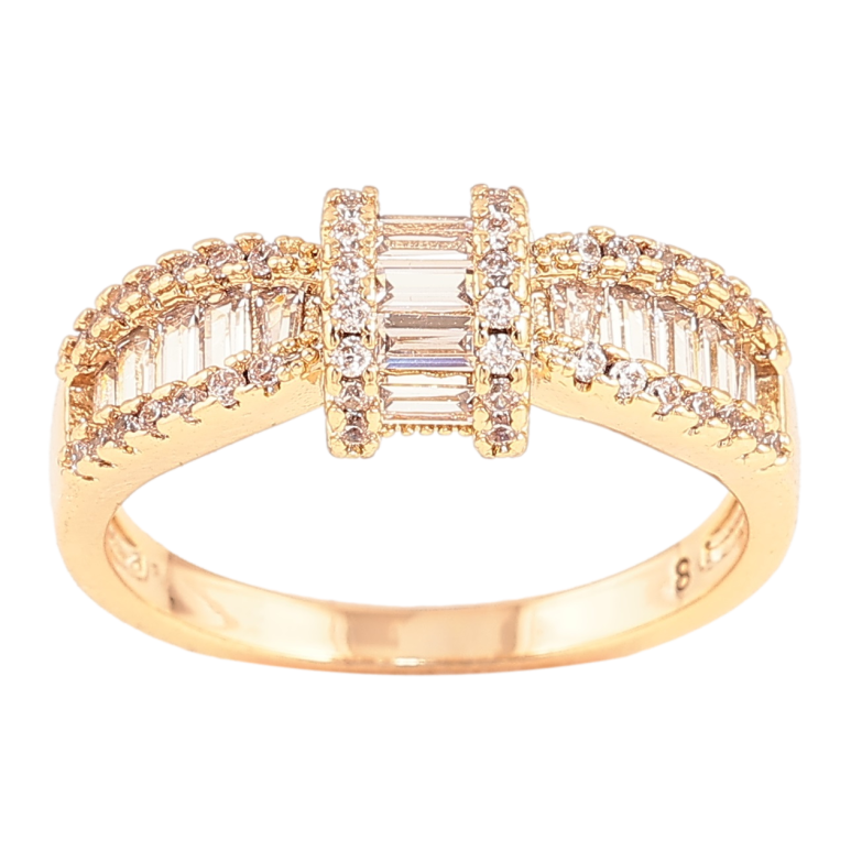 Каблучка Xuping Позолота 18K «Візерунок з інкрустацією кристалами» фото №2 Каблучка Xuping Позолота 18K «Візерунок з інкрустацією кристалами» фото №2