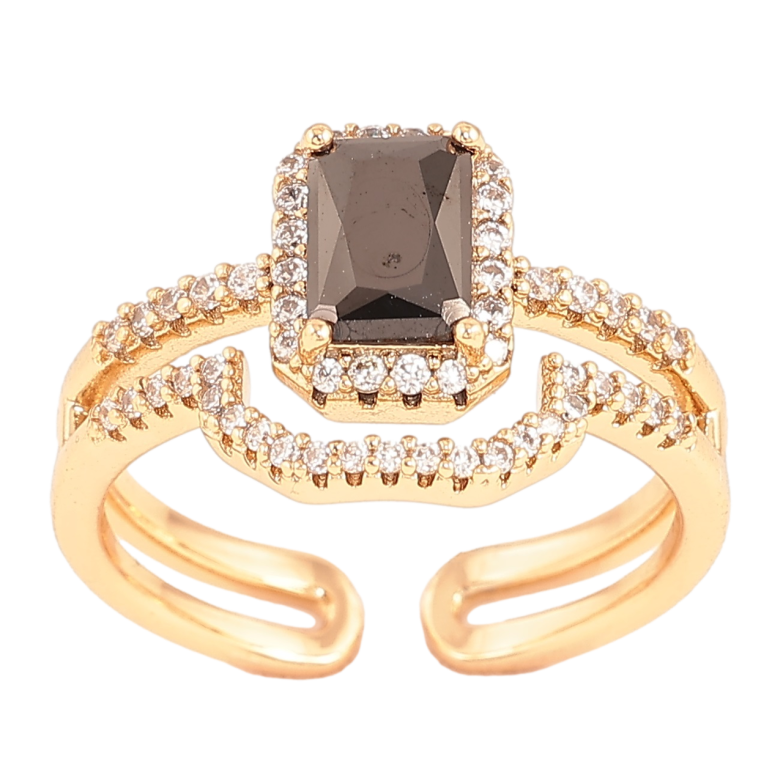 Каблучка Xuping Позолота 18K «Подвійна шинка з інкрустацією кристалами» фото №3 Каблучка Xuping Позолота 18K «Подвійна шинка з інкрустацією кристалами» фото №3