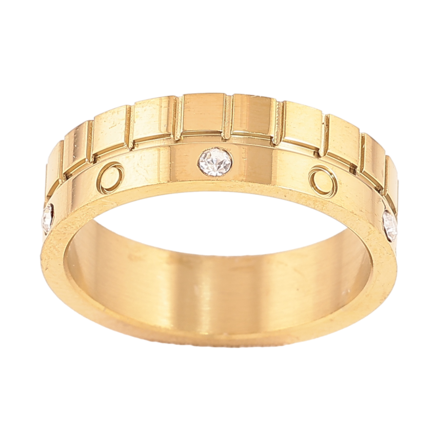 Каблучка Xuping TTM Stainless Steel Колір 14К «Візерунок з кристалами, шир. 6мм» фото №1 Каблучка Xuping TTM Stainless Steel Колір 14К «Візерунок з кристалами, шир. 6мм» фото №1