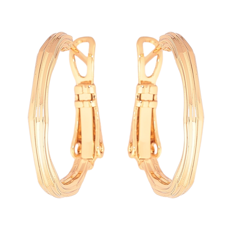 Сережки Xuping Позолота 18K кільця (конго) «Декоративний візерунок» ø 2см фото №1 Сережки Xuping Позолота 18K кільця (конго) «Декоративний візерунок» ø 2см фото №1