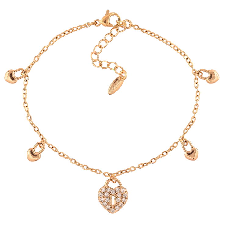 Браслет Xuping Позолота 18K Цепочка с подвесками сердечками-замочками размер с доп. цепочкой 17-20,5см х 2мм фото №20 Браслет Xuping Позолота 18K Цепочка с подвесками сердечками-замочками размер с доп. цепочкой 17-20,5см х 2мм фото №20