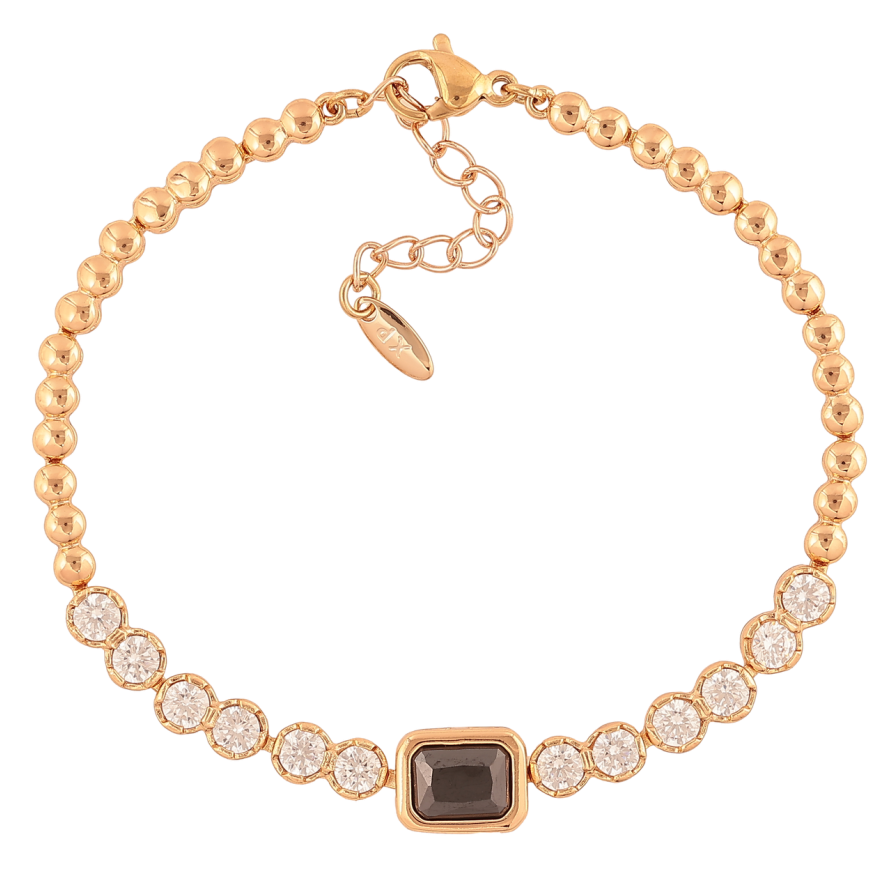 Браслет Xuping Позолота 18K «Кришталева доріжка з чорним кр-м» розмір з додатковим ланцюжком 17,5-20,5см х 3-8мм фото №1 Браслет Xuping Позолота 18K «Кришталева доріжка з чорним кр-м» розмір з додатковим ланцюжком 17,5-20,5см х 3-8мм фото №1