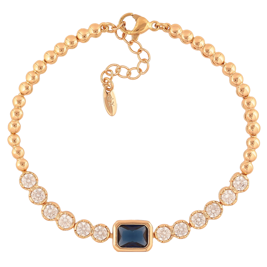 Браслет Xuping Позолота 18K Кристальная дорожка с синим кр-м размер с доп. цепочкой 17,5-20,5см х 3-8мм фото №1