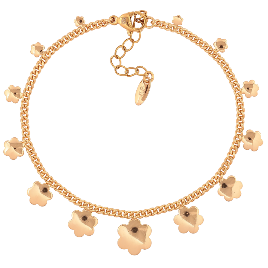 Браслет Xuping Позолота 18K Цепочка с цветочками размер с доп. цепочкой 17,5-20,5см х 2-12мм фото №1 Браслет Xuping Позолота 18K Цепочка с цветочками размер с доп. цепочкой 17,5-20,5см х 2-12мм фото №1