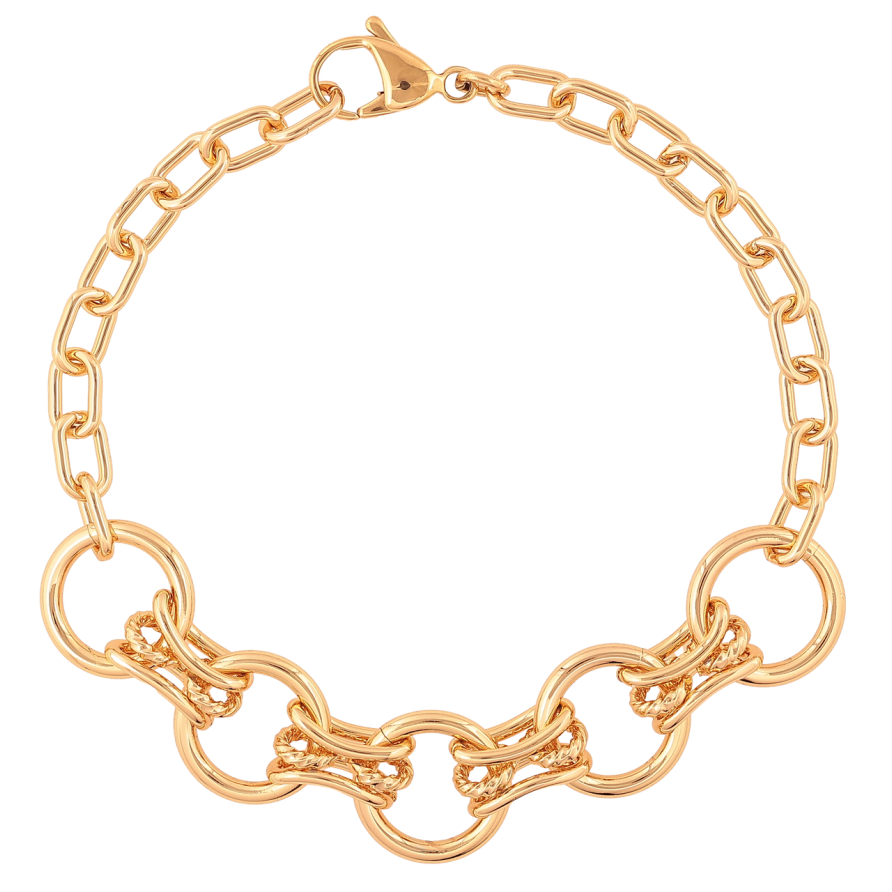 Браслет Xuping Позолота 18K Цепочка Комбинированная размер 20,5см х 5-14мм фото №1 Браслет Xuping Позолота 18K Цепочка Комбинированная размер 20,5см х 5-14мм фото №1