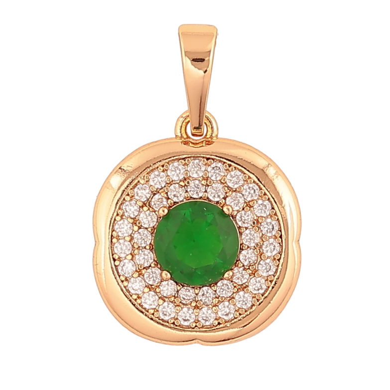 Кулон Xuping Позолота 18K «Інкрустація з зеленим кристалом» для ланцюжка до 6мм фото №3 Кулон Xuping Позолота 18K «Інкрустація з зеленим кристалом» для ланцюжка до 6мм фото №3