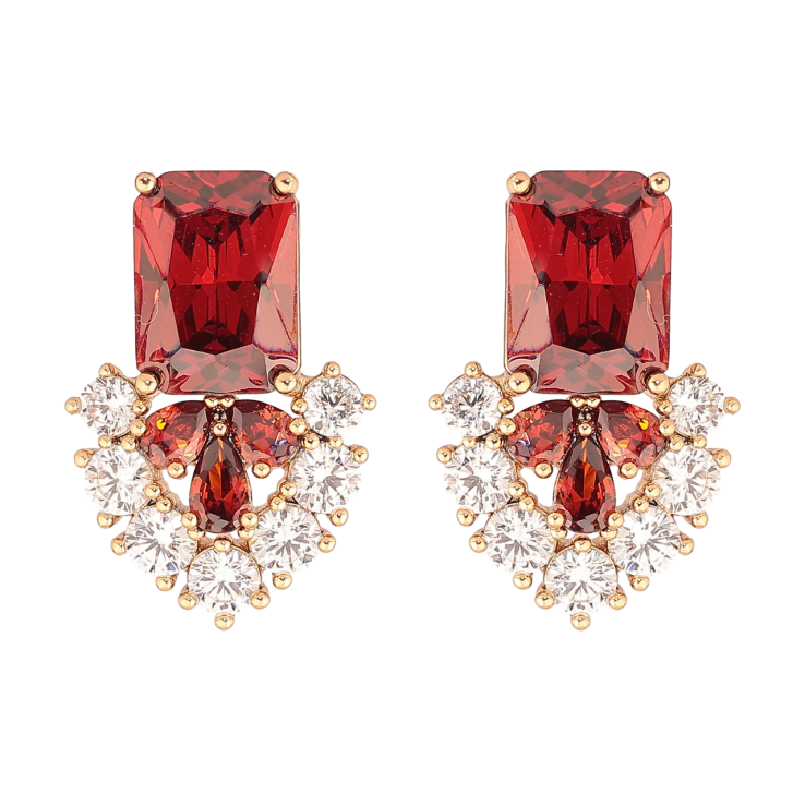 Серьги Xuping Позолота 18K пусеты Узор из красных кристаллов фото №25 Серьги Xuping Позолота 18K пусеты Узор из красных кристаллов фото №25