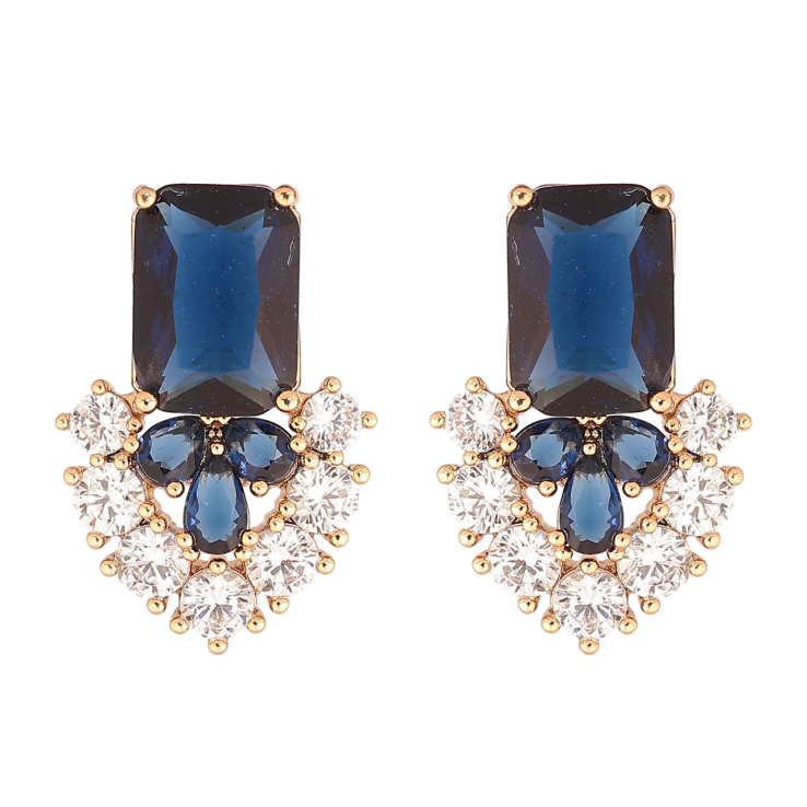 Серьги Xuping Позолота 18K пусеты Узор из синих кристаллов фото №20