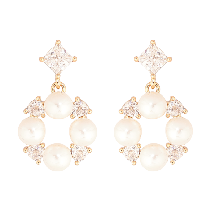 Серьги Xuping Позолота 18K пусеты Кристально-жемчужные подвески фото №1 Серьги Xuping Позолота 18K пусеты Кристально-жемчужные подвески фото №1