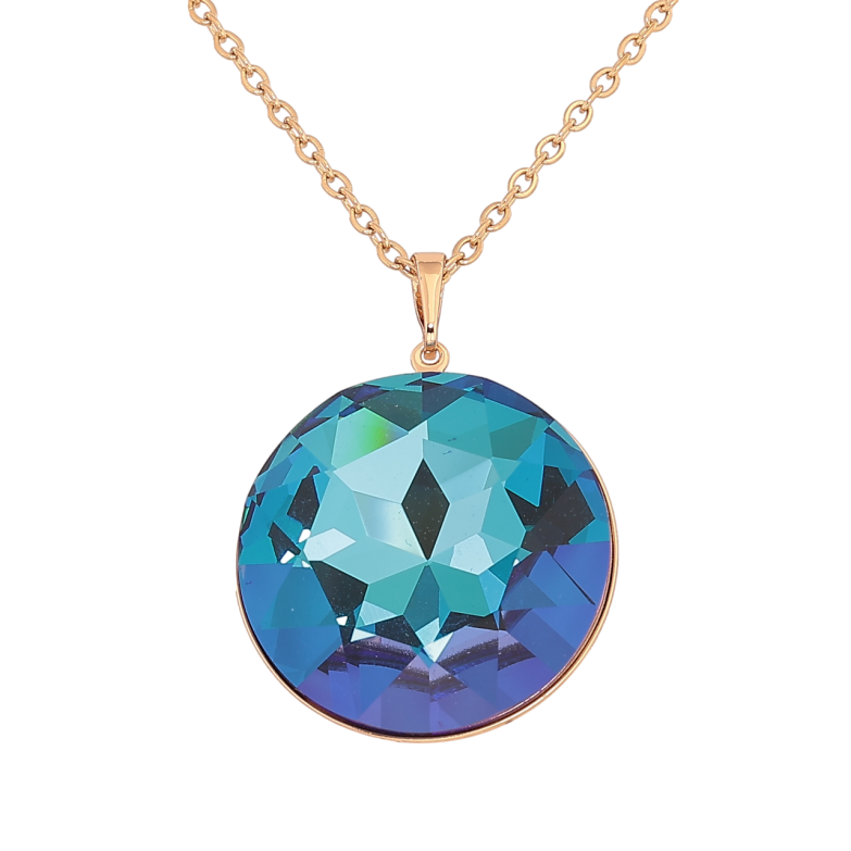 Кулон Xuping колір 18K з кристалами Swarovski на ланцюжку «Кристал Metallic Blue, ø 28мм» довжина 42-47см х 2мм фото №2 Кулон Xuping колір 18K з кристалами Swarovski на ланцюжку «Кристал Metallic Blue, ø 28мм» довжина 42-47см х 2мм фото №2