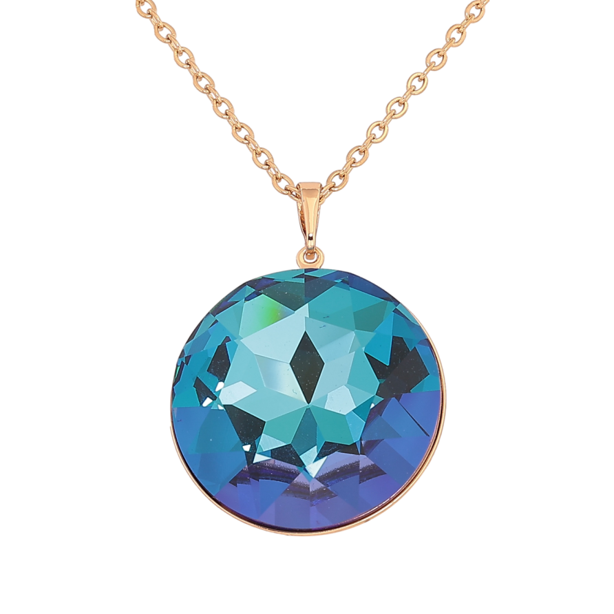 Кулон Xuping колір 18K з кристалами Swarovski на ланцюжку «Кристал Metallic Blue, ø 28мм» довжина 42-47см х 2мм фото №1 Кулон Xuping колір 18K з кристалами Swarovski на ланцюжку «Кристал Metallic Blue, ø 28мм» довжина 42-47см х 2мм фото №1