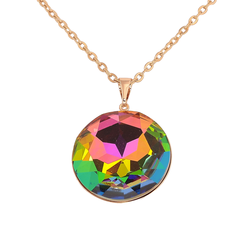 Кулон Xuping колір 18K з кристалами Swarovski на ланцюжку «Кристал Vitrail Medium, ø 28мм» довжина 42-47см х 2мм фото №5 Кулон Xuping колір 18K з кристалами Swarovski на ланцюжку «Кристал Vitrail Medium, ø 28мм» довжина 42-47см х 2мм фото №5