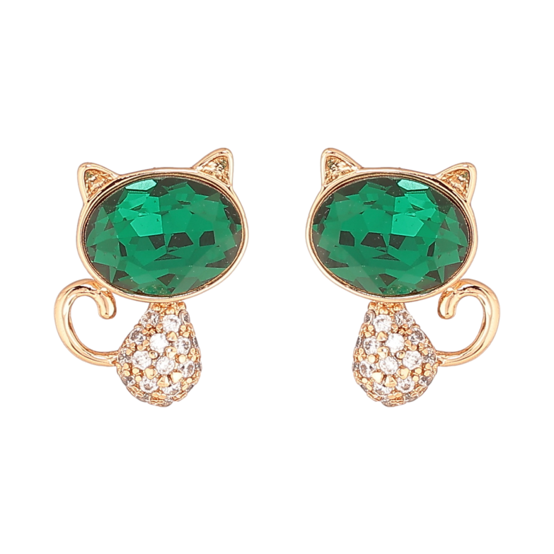 Сережки Xuping колір 18К з кристалами Swarovski пусети «Котики з кристалами Emerald» фото №2 Сережки Xuping колір 18К з кристалами Swarovski пусети «Котики з кристалами Emerald» фото №2