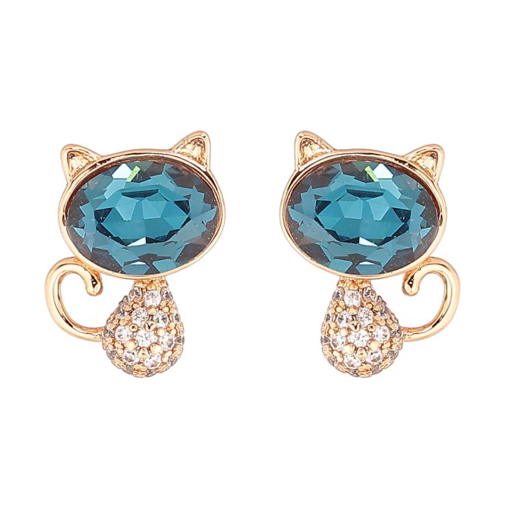 Серьги Xuping цвет 18К с кристаллами Swarovski пусеты Котики с кристаллами Montana фото №8