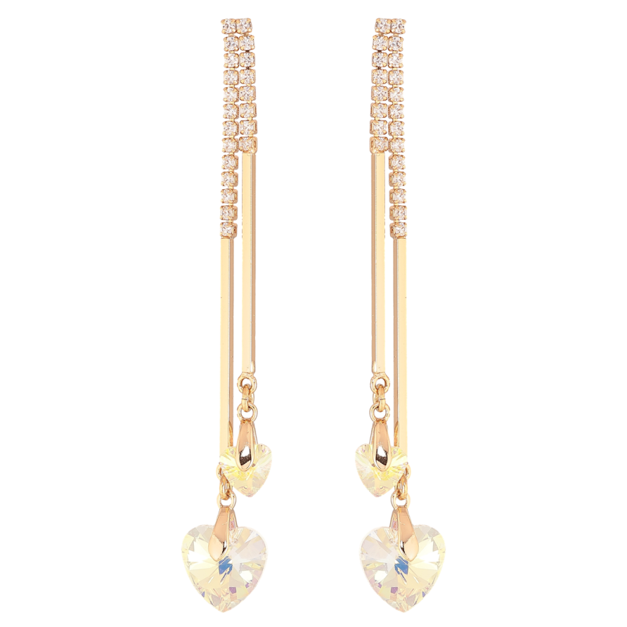 Сережки Xuping колір 18К з кристалами Swarovski пусети «Підвіски з кришталевими сердечками Shimmer» фото №1 Сережки Xuping колір 18К з кристалами Swarovski пусети «Підвіски з кришталевими сердечками Shimmer» фото №1