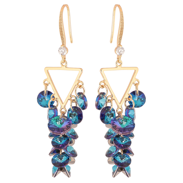 Серьги Xuping цвет 18К с кристаллами Swarovski французский замок Подвески с кристаллами Bermuda Blue фото №24