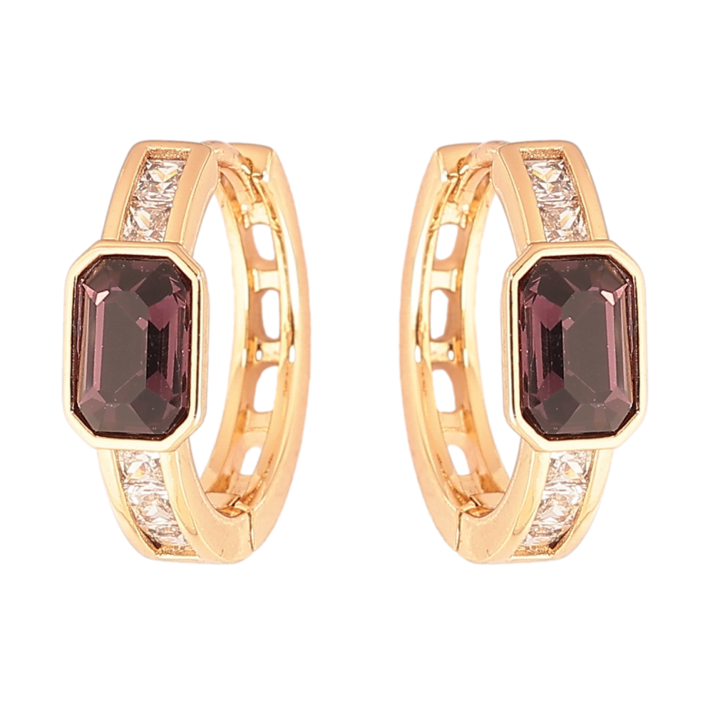 Сережки Xuping колір 18К з кристалами Swarovski колечка «Кристали Burgundy» фото №5 Сережки Xuping колір 18К з кристалами Swarovski колечка «Кристали Burgundy» фото №5
