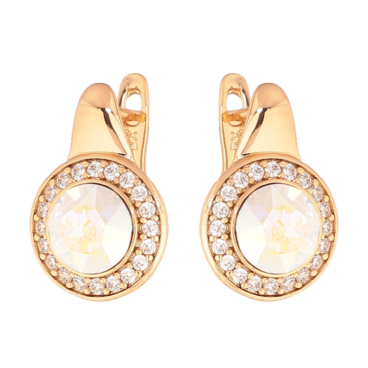 Серьги Xuping цвет 18К с кристаллами Swarovski английский замок Инкрустация кристаллами фото №21