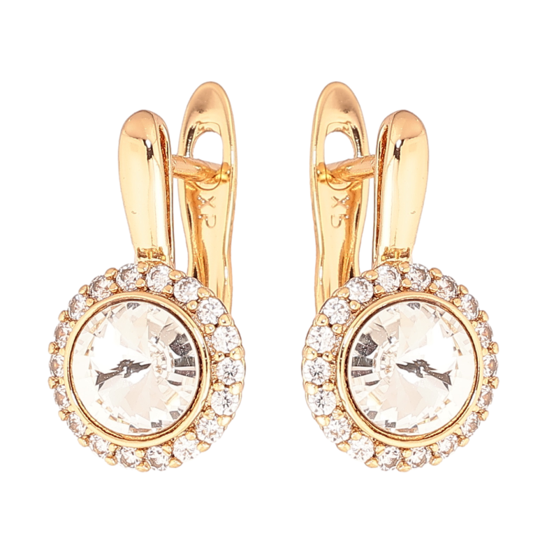 Серьги Xuping цвет 18К с кристаллами Swarovski английский замок Инкрустация кристаллами фото №5