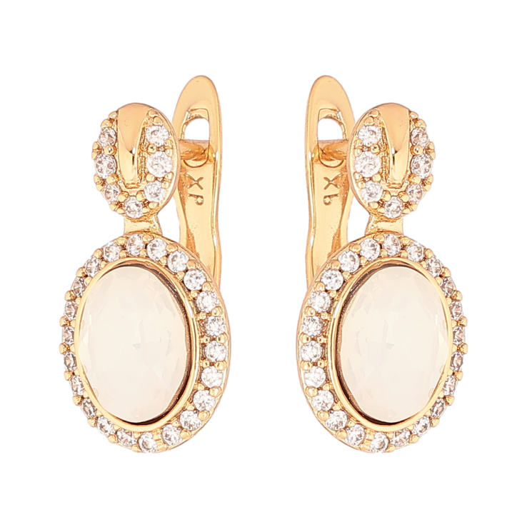 Серьги Xuping цвет 18К с кристаллами Swarovski английский замок Узор с кристаллами White Opal фото №12