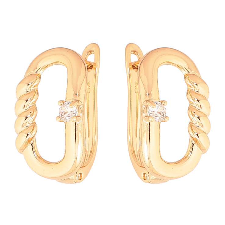Сережки Xuping Позолота 18K англійський замок «Овали з кристалами» фото №12 Сережки Xuping Позолота 18K англійський замок «Овали з кристалами» фото №12