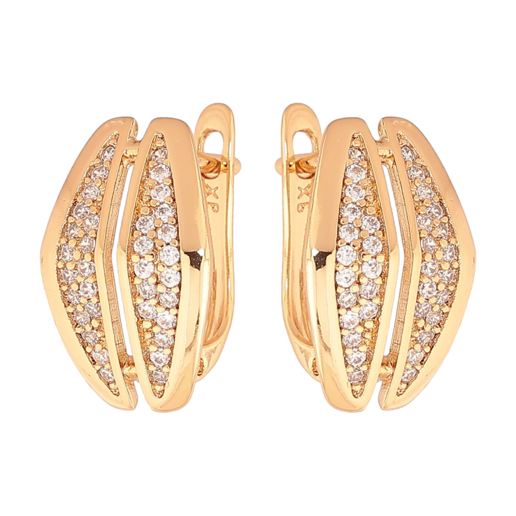 Сережки Xuping Позолота 18K англійський замок «Візерунок з інкрустацією кристалами» фото №5 Сережки Xuping Позолота 18K англійський замок «Візерунок з інкрустацією кристалами» фото №5