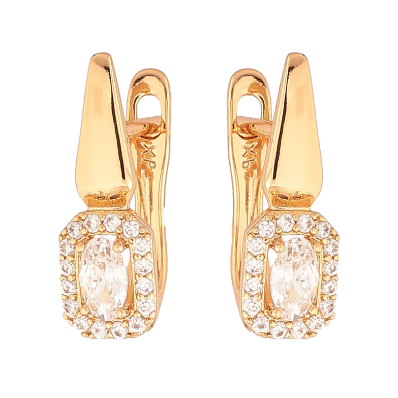 Сережки Xuping Позолота 18K англійський замок «Візерунок з інкрустацією кристалами» фото №4 Сережки Xuping Позолота 18K англійський замок «Візерунок з інкрустацією кристалами» фото №4