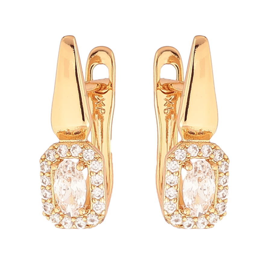 Серьги Xuping Позолота 18K английский замок Узор с инкрустацией кристаллами фото №1 Серьги Xuping Позолота 18K английский замок Узор с инкрустацией кристаллами фото №1